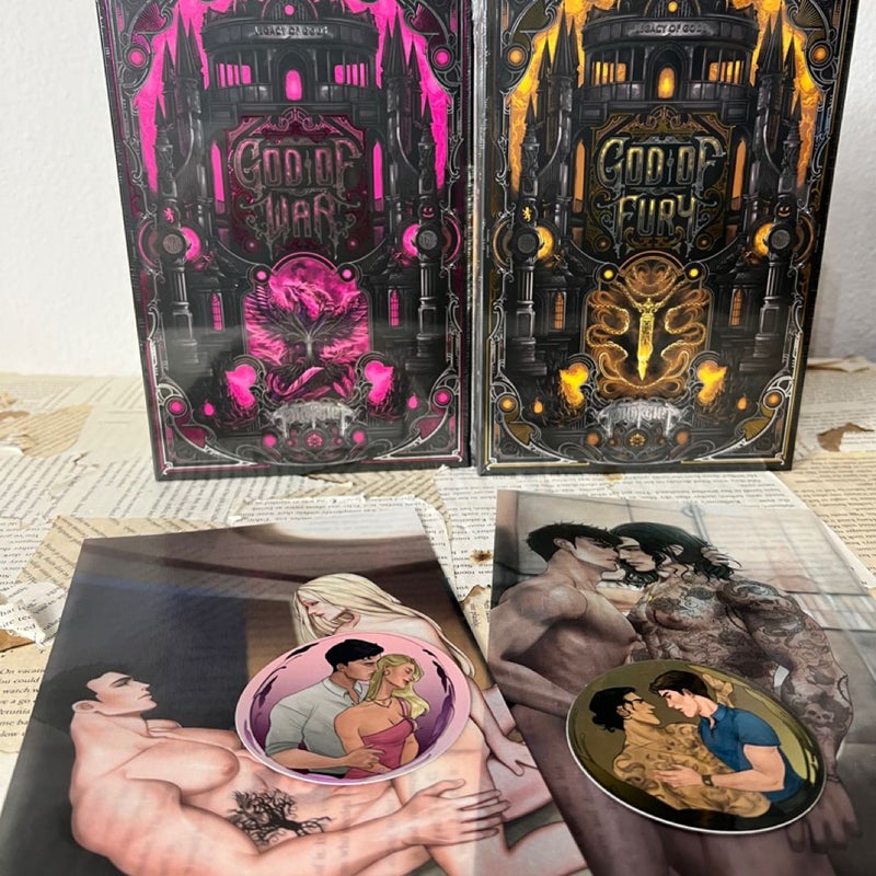 BFDC god of fury & god of war books for days crate rina kent