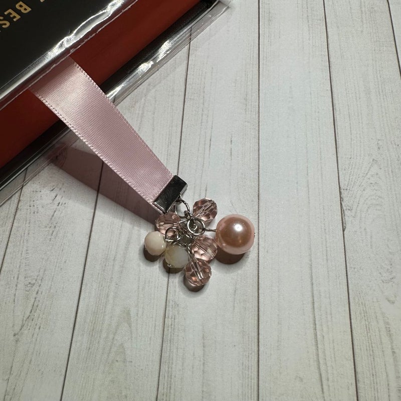 Pink beaded Ribbon Handmade Bookmark