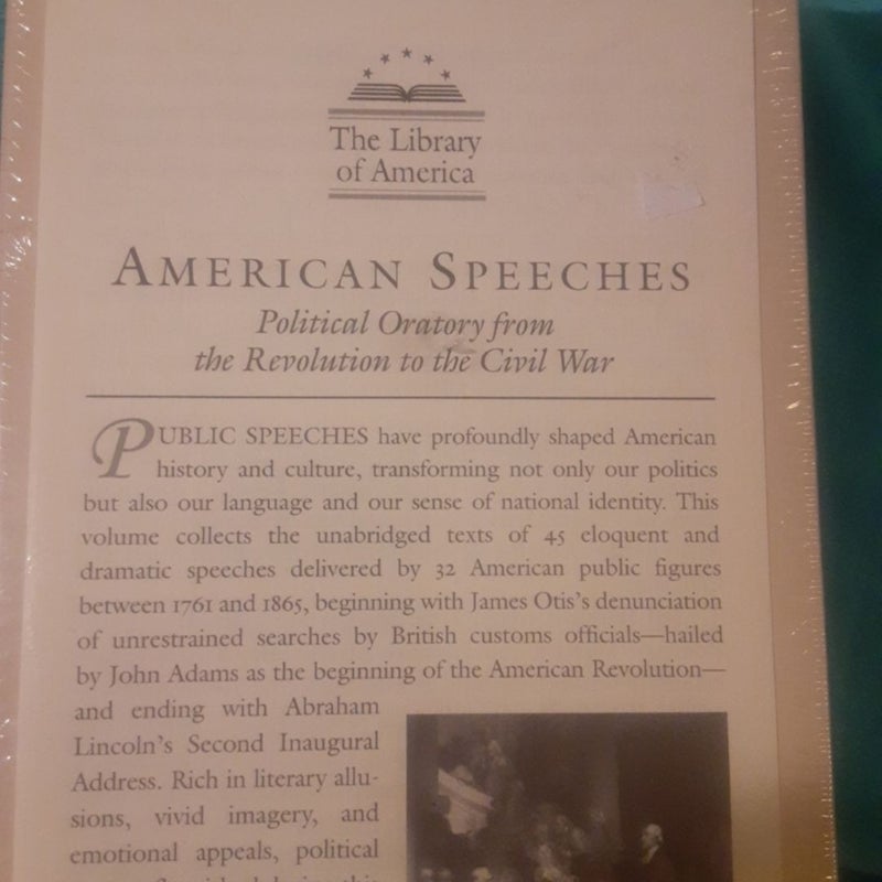 The Library Of America : American Speeches Revolution To Civil War New Hardcover