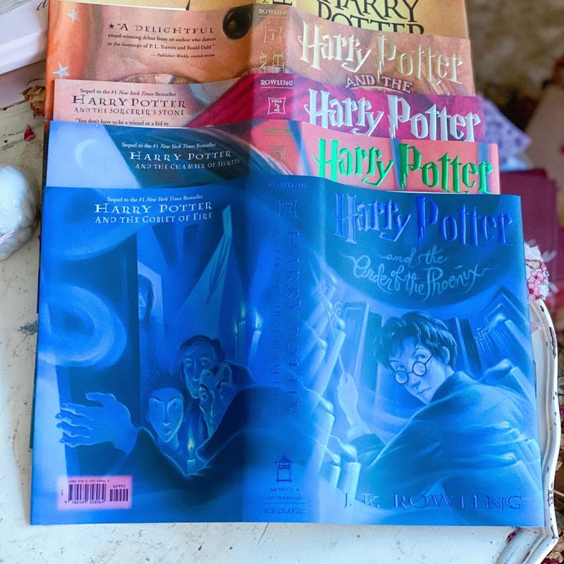 RARE Harry Potter set of 7 Dust Jackets + Bonus Cursed Child Jacket