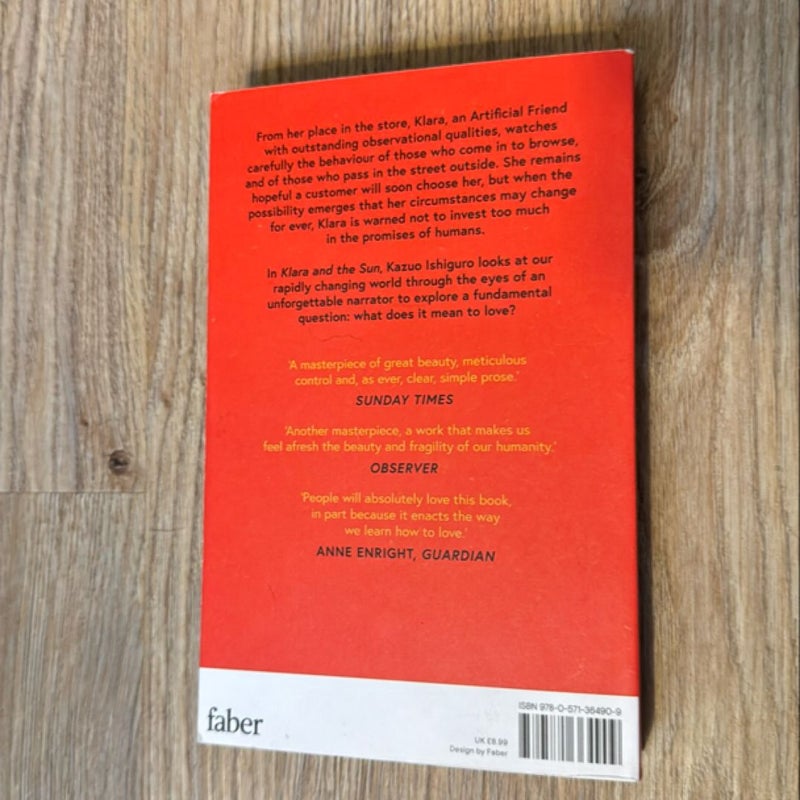 Klara and the Sun (UK cover)