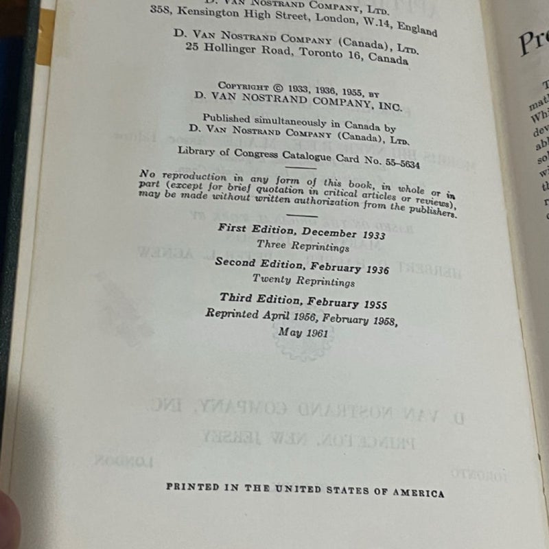 Handbook of Applied Mathematics , Grazda, Jansson  3rd edition 1955 Vintage