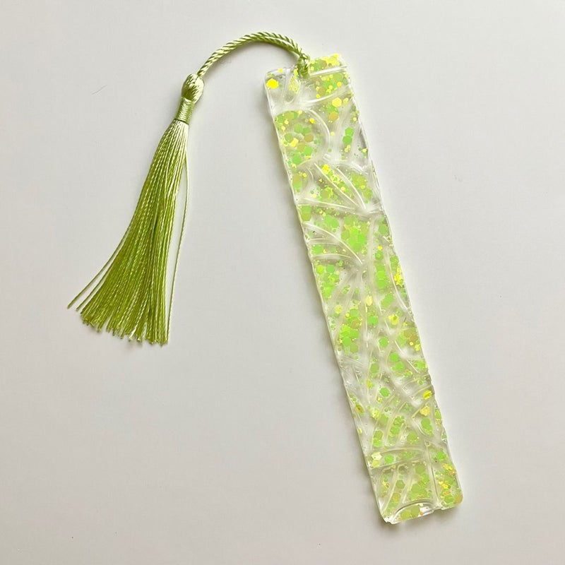 Resin Bookmark with Green/Yellow Glitter