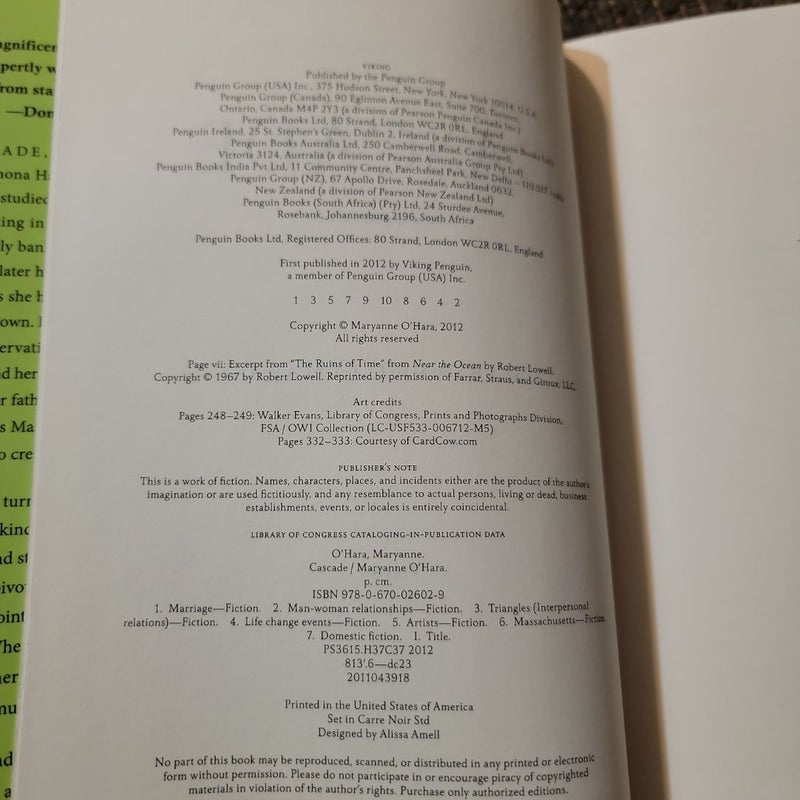 Cascade (2012 First Edition/First Printing)