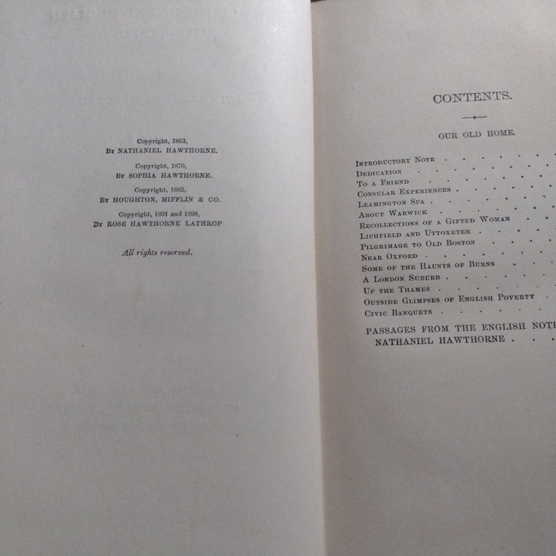 1883 1 AND 2 EDITION OUR OLD HOME AND ENGLISH BOOKS