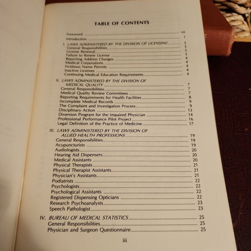 Guide to the Laws Governing the Practice of Medicine by Physicians and surgeons.