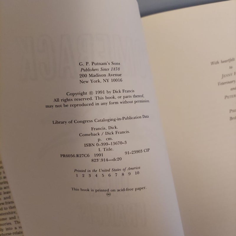 Comeback - First US Edition 