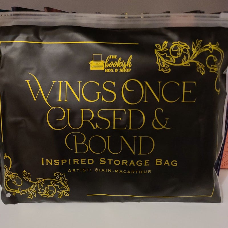 Bookish Box storage bag Wings Once Cursed and Bound 