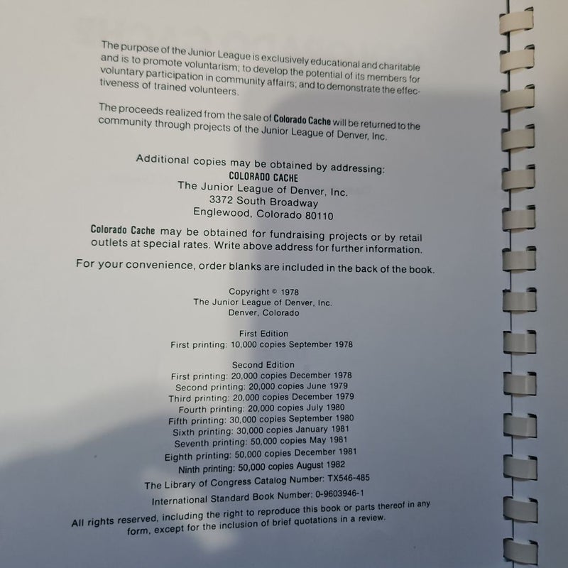 COLORADO CACHE COOKBOOK
