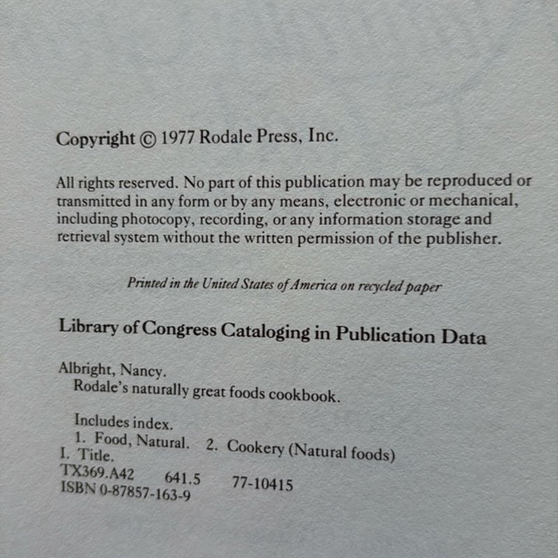 Rodale's Naturally Great Food Cookbook