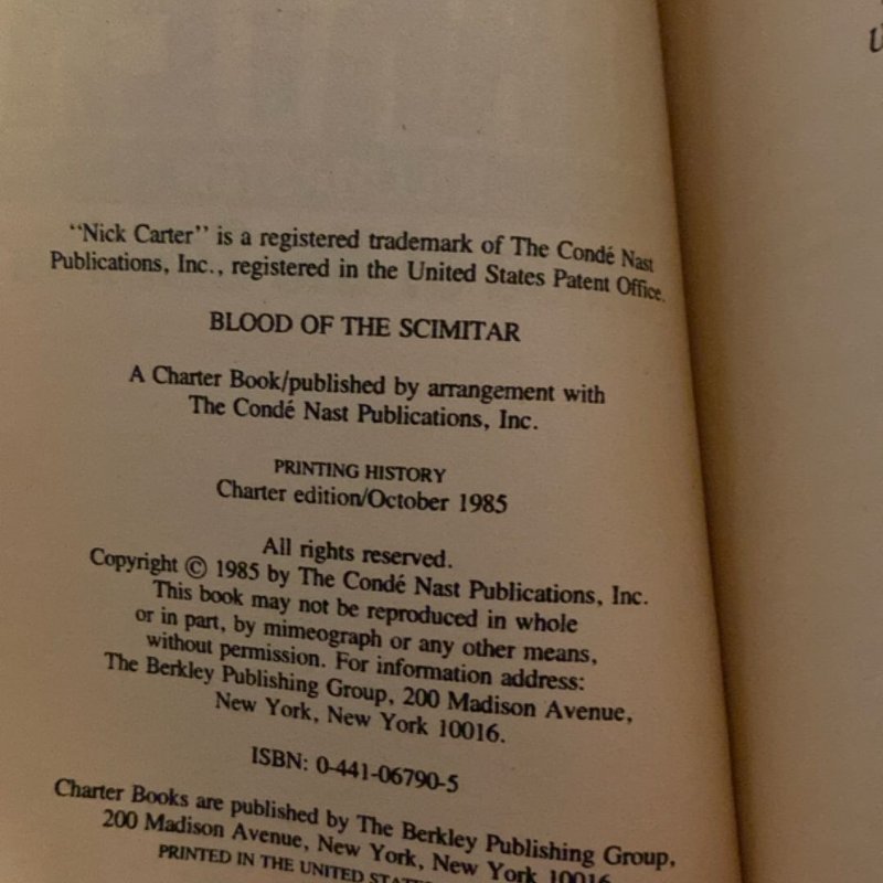 Blood of the Scimitar by Nick Carter
