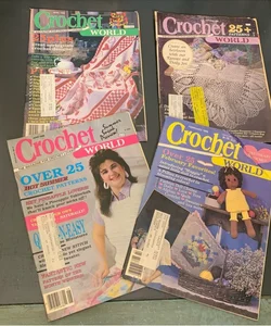 4 Vintage Crochet World Magazines from 1988