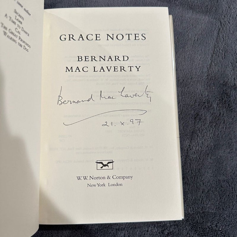 Grace notes by Bernard MacLaverty signed book