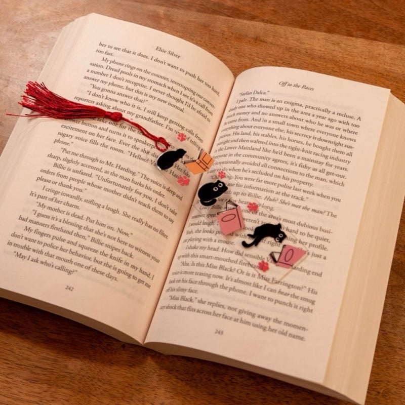 Cat & books acrylic bookmark