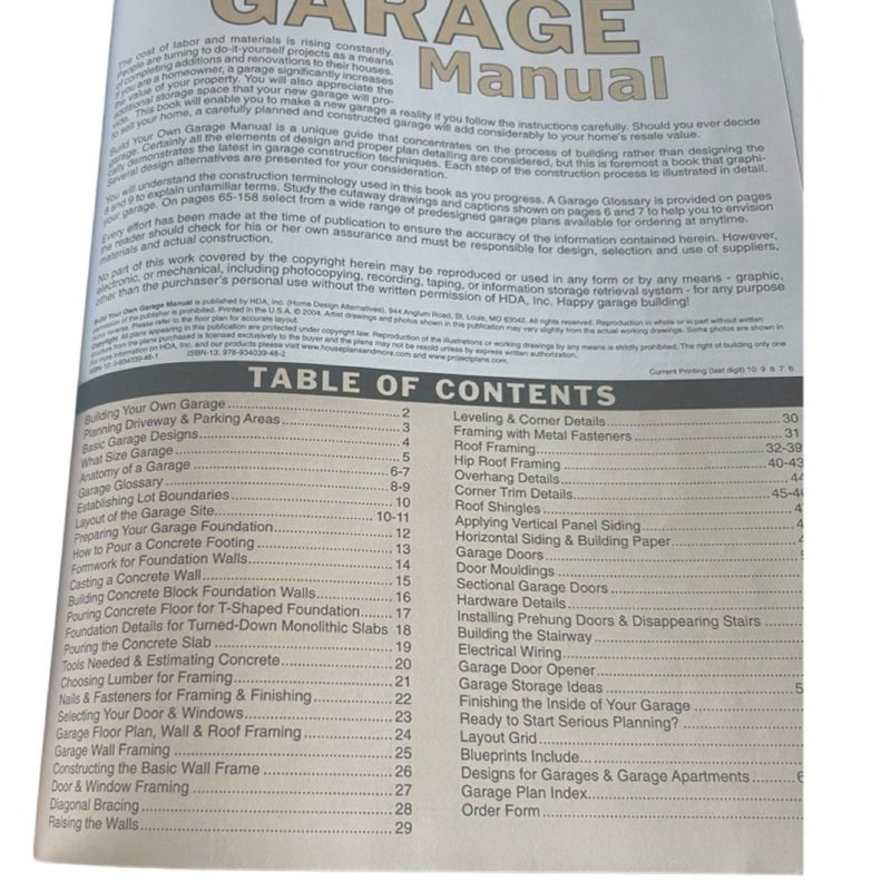 Build Your Own Garage Manual