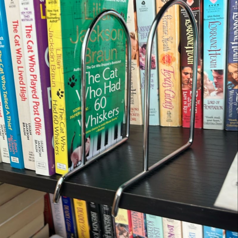 Set of 4 silver-toned metal bookends