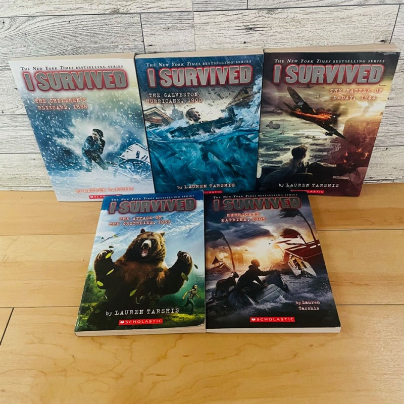 I Survived Bundle-Lot of 5; Hurricane Katrina, Attack of the Grizzlies, Galveston Hurricane, Children’s Blizzard, D-Day