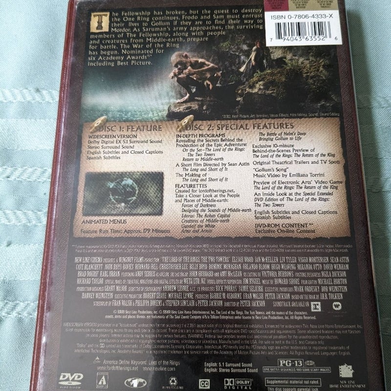 The Two Towers ( Lord of the Rings) DVD Widescreen 
