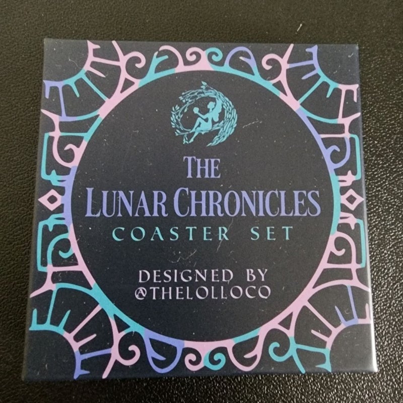 Lunar Chronicles coaster set by Fairyloot