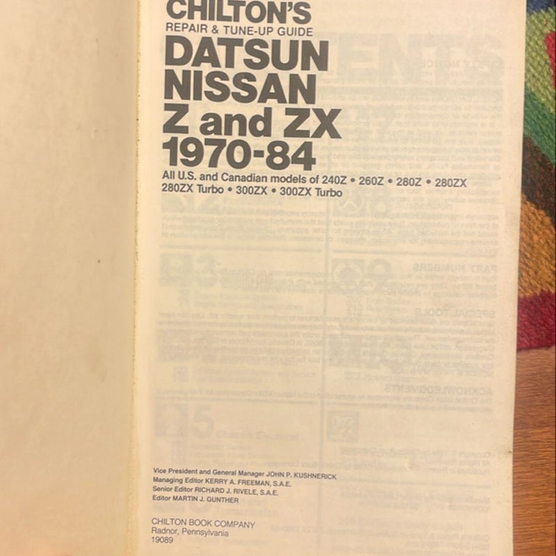 Chilton’s Repair & Tune-Up Guide: Datsun Nissan Z and ZX 1970-84