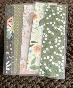 New double sided laminated bookmark flowers green 