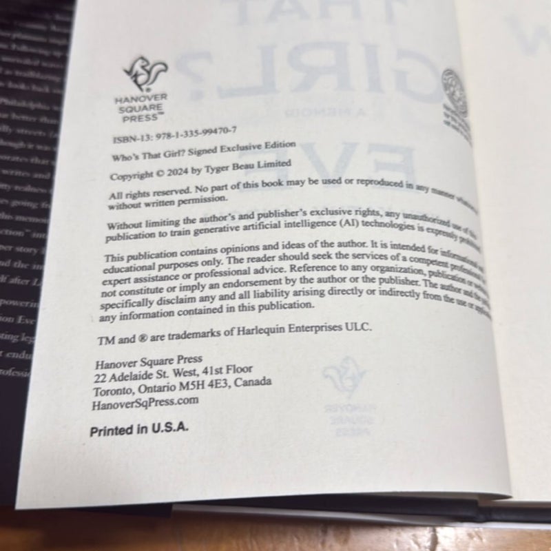Who’s that girl? signed First edition