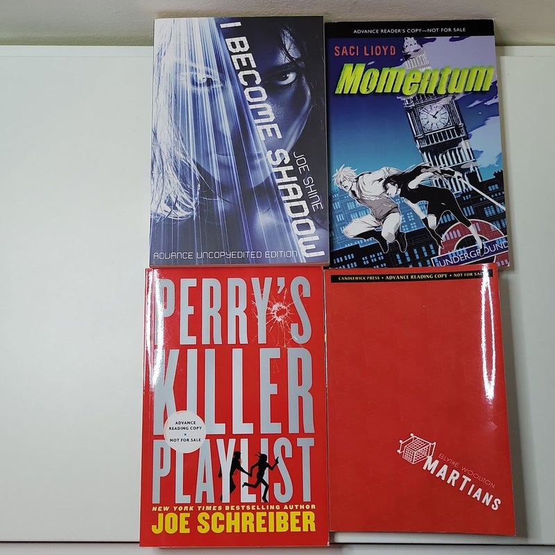 YA ARC bundle - I Become Shadow, Momentum, Perry's Killer Playlist, MARTians