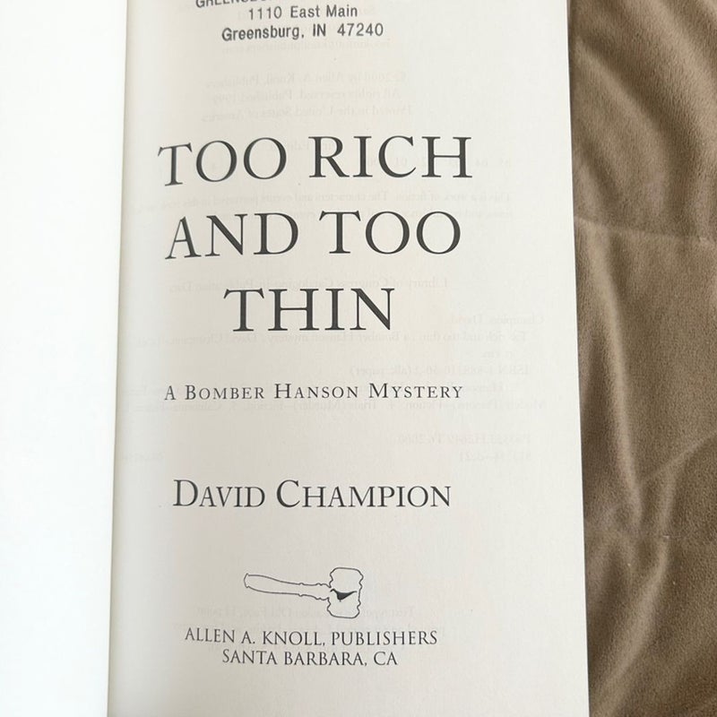 Too Rich and Too Thin Ex Lib 3775