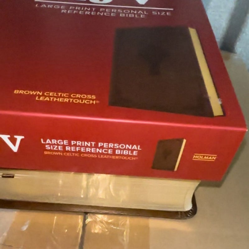 KJV Large Print Personal Size Reference Bible, Brown Celtic Cross LeatherTouch