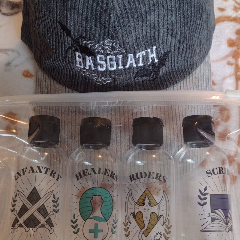 Fourth Wing Hat and Travel Bottles 