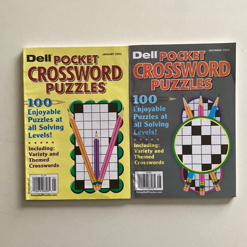 Lot of 2 Dell Pocket Crossword Puzzle Books All Solving Levels