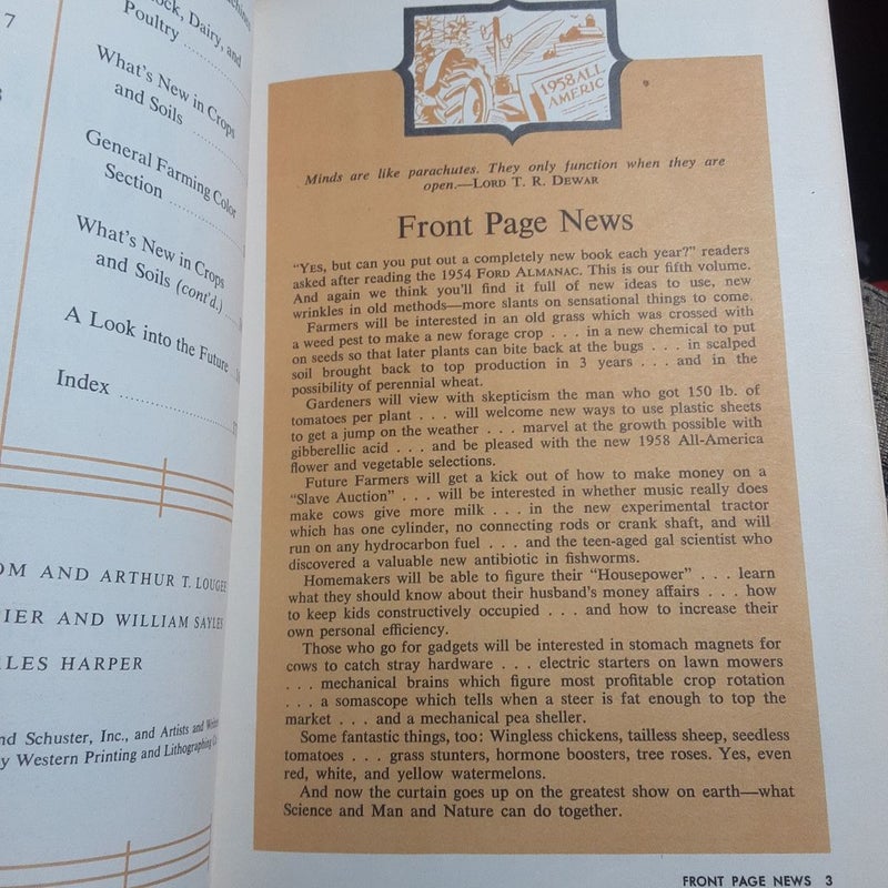 The Ford 1958 Almanac and Gardener's Giide