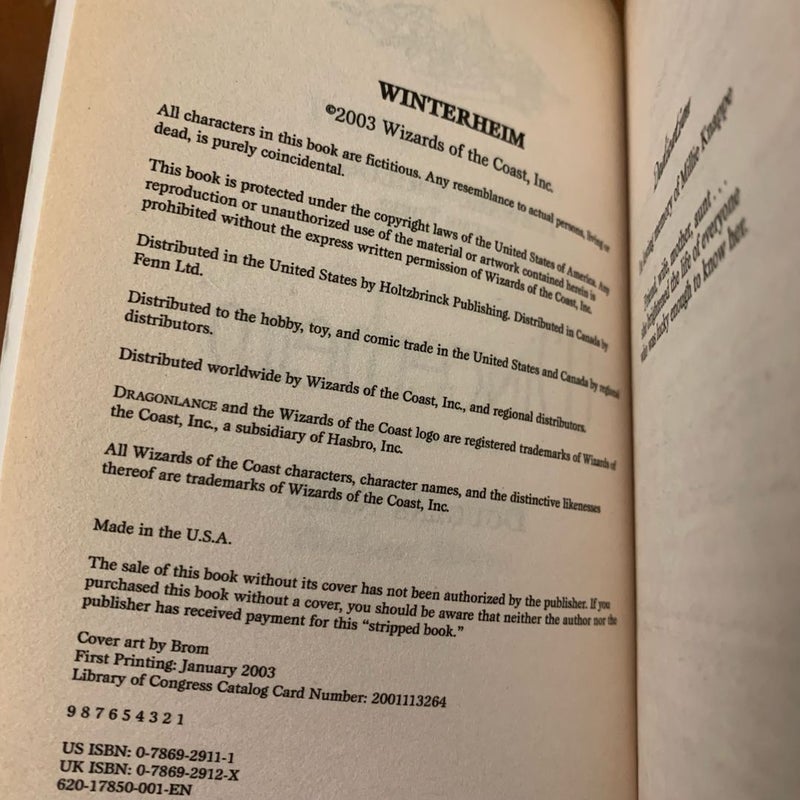 DragonLance: Complete Icewall Trilogy Set: The Messenger, The Golden Orb, Winterheim, All First Edition First Printing