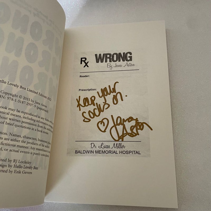 SIGNED by hand online Special Edition WRONG by Jana Aston