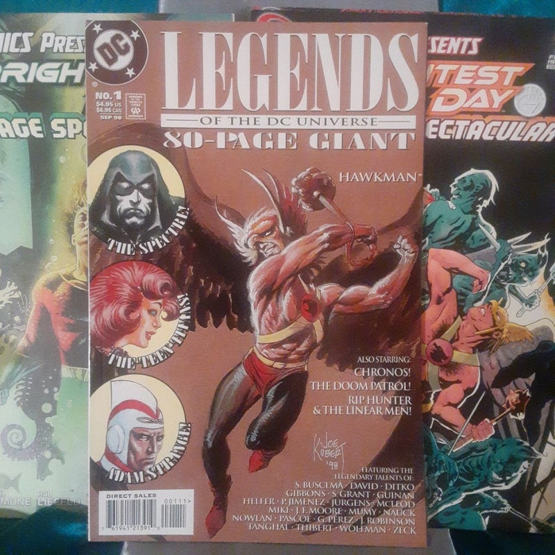 4 oversized DC COMICS specials: 100 Page Spectacular Aquaman, Teen Titans,  Hawkman, Black Baptism, Legends if the DC Universe 80 Page Giant 