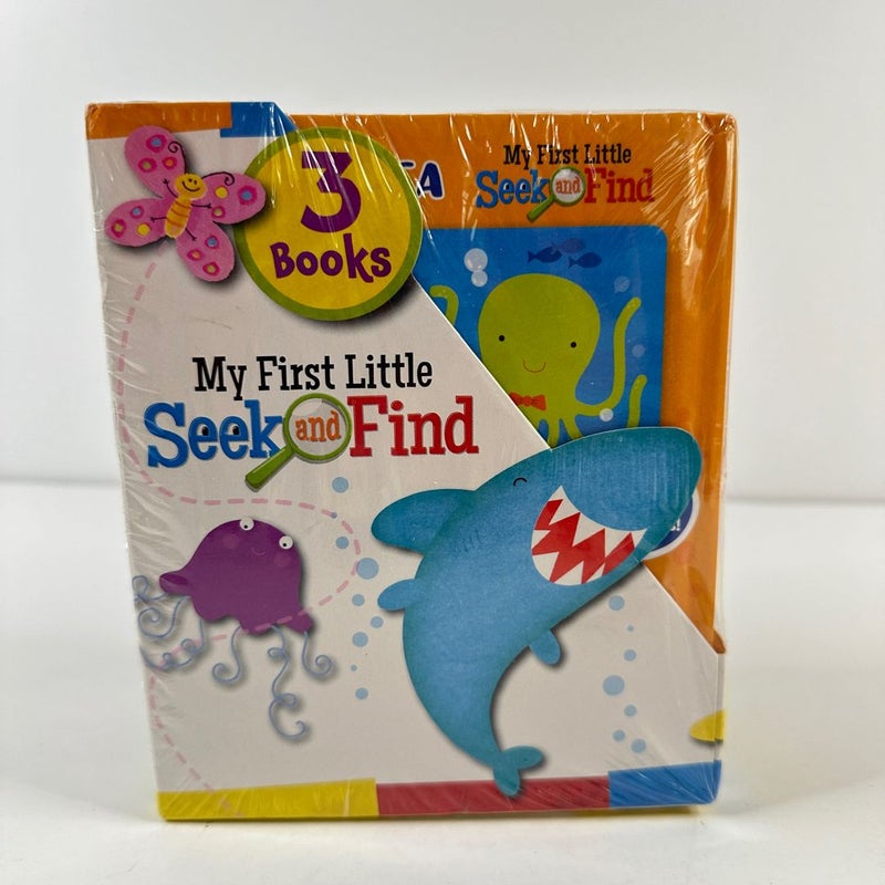 My First Little Seek and Find book box, 3 books Farm, Bugs and Sea, NEW