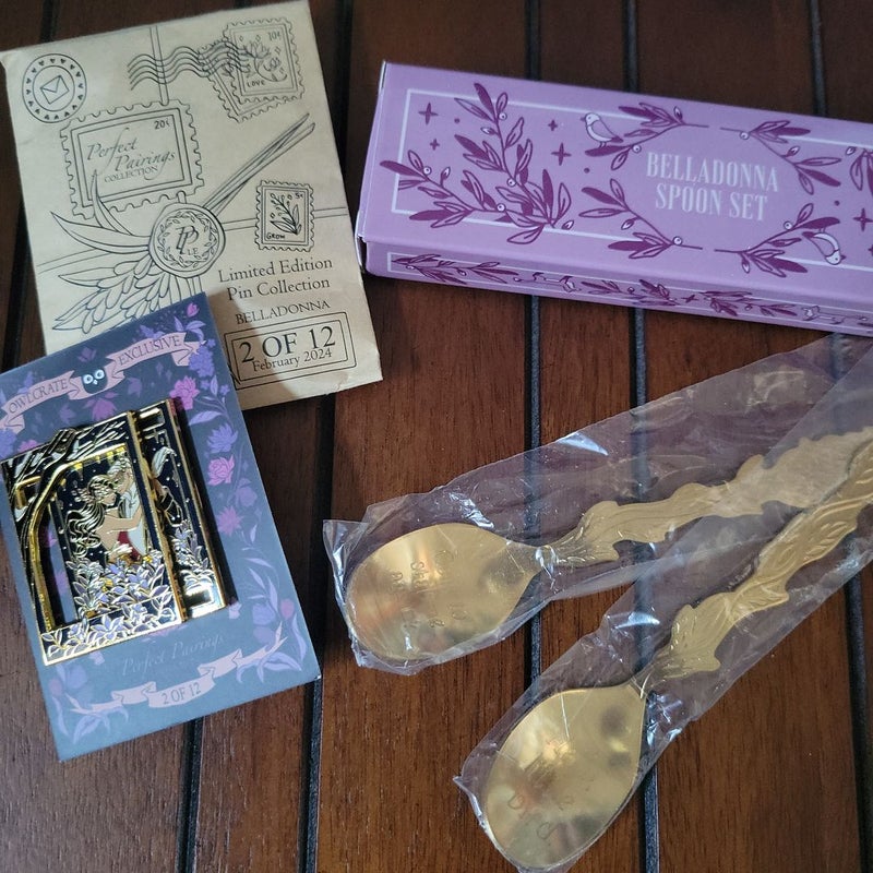 Belladona pin and spoon set from owlcrate