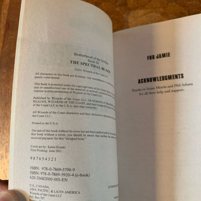 The Spectral Blaze, First Edition First Printing