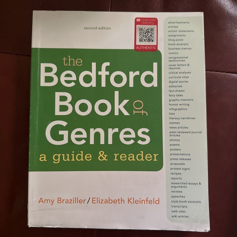 The Bedford Book of Genres: a Guide and Reader