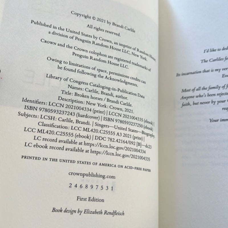 Broken Horses (FIRST EDITION)
