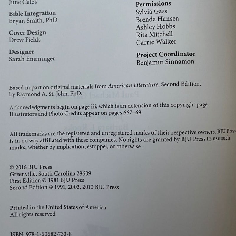 BJU Press American Literature 3rd edition