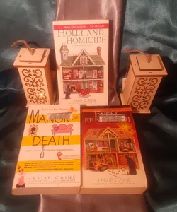 3x A Domestic Bliss Cozy Mystery book lot: Manor of Death, Fatal Feng Shui, Holly and Homicide