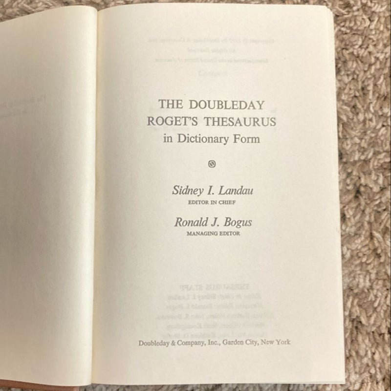 The Doubleday Roget’s Thesaurus in Dictionary Form  