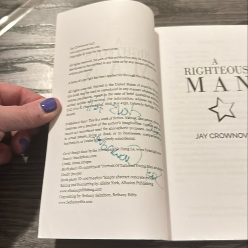 A Righteous Man   SIGNED BY AUTHOR 