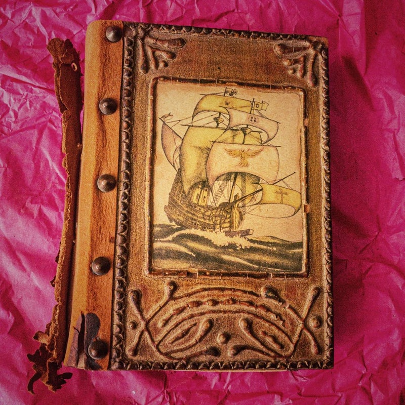 Vintage Leather & Tin Ship’s Log Handmade Blank Book