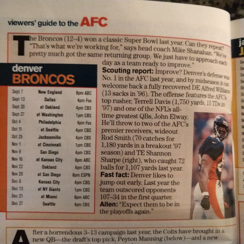 TV Guide 1998 NFL season preview