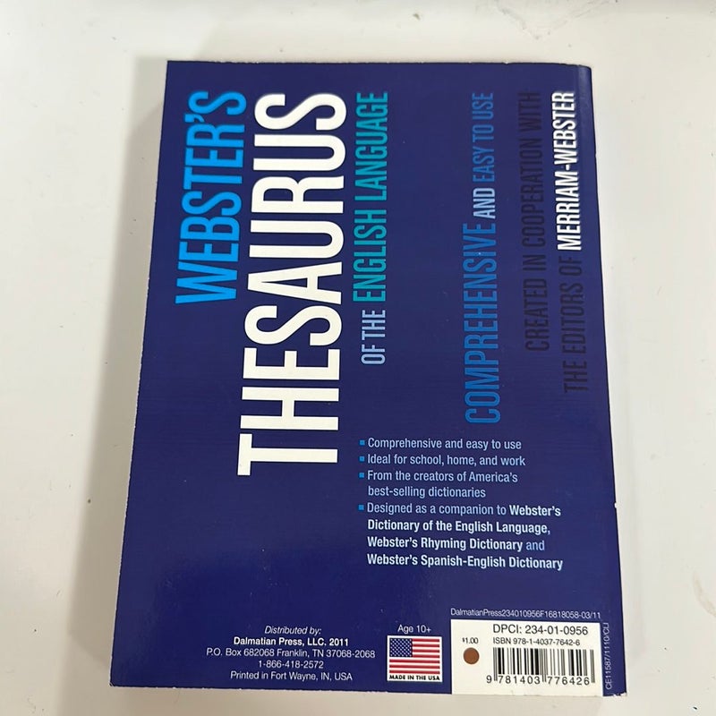 Webster's Thesaurus of the English Language 2011 Mass Market Paperback