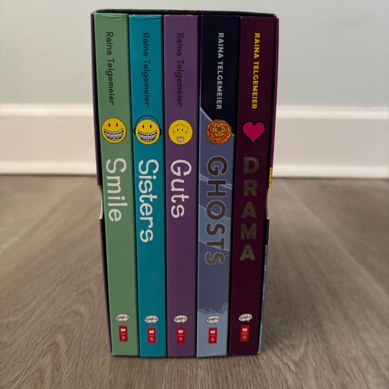 Raina Telgemeier Collection Box Set (Smile, Drama, Sisters, Ghosts, Guts)