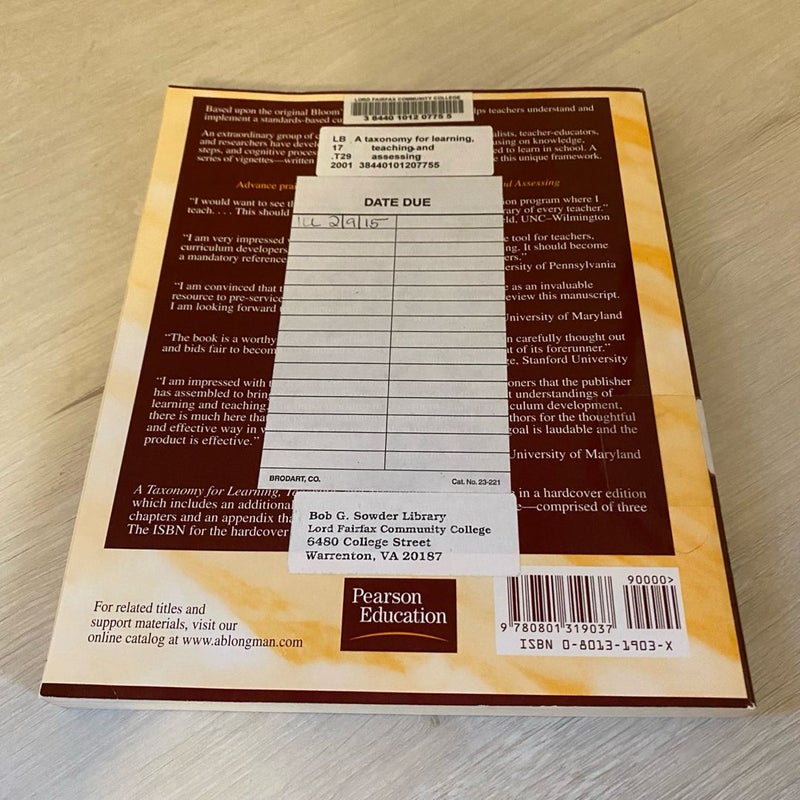 A Taxonomy for Learning, Teaching, and Assessing by Lorin