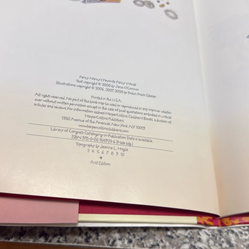 Fancy Nancy's Favorite Fancy Words First Edition 